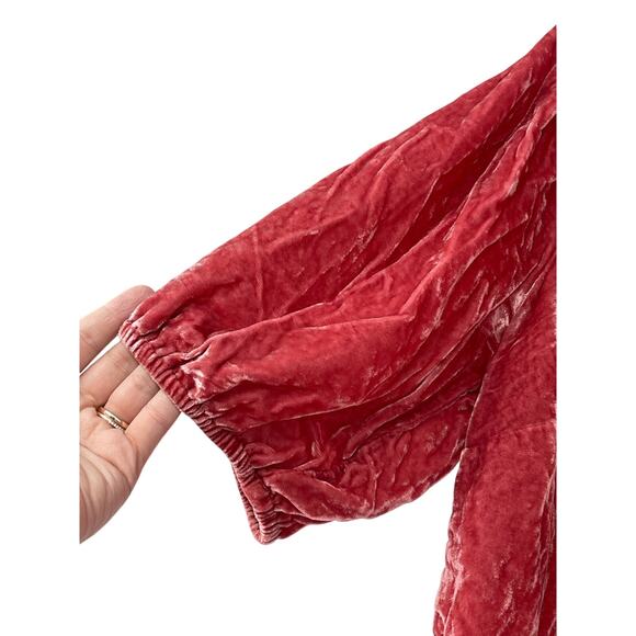 Loft Plus Crushed Velvet Puff Sleeve Top Coastal Classic Size 14 Cottage - Picture 5 of 8